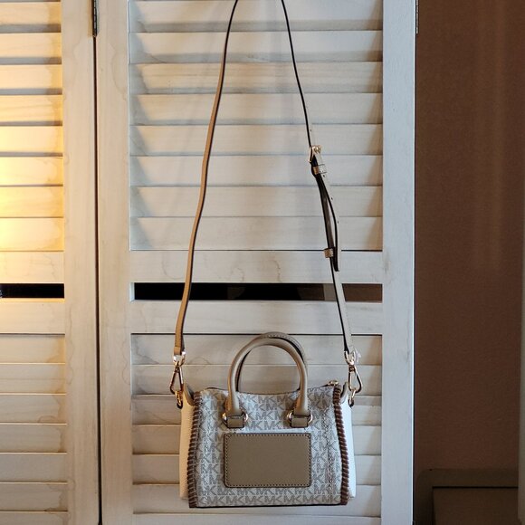 $98 Michael Michael Kors Lt Cream/Sag Multi Ex-Small Signature Logo Satchel - Picture 7 of 8